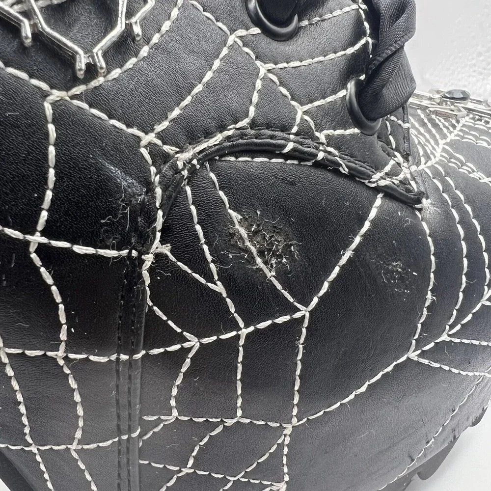 Dolls Kill Black Spiderweb Platform Lace-Up Boots